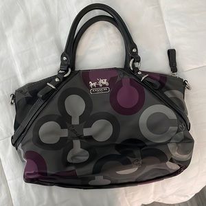 Coach Madison Sophia Sateen Clover Purse Handbag Black Purple